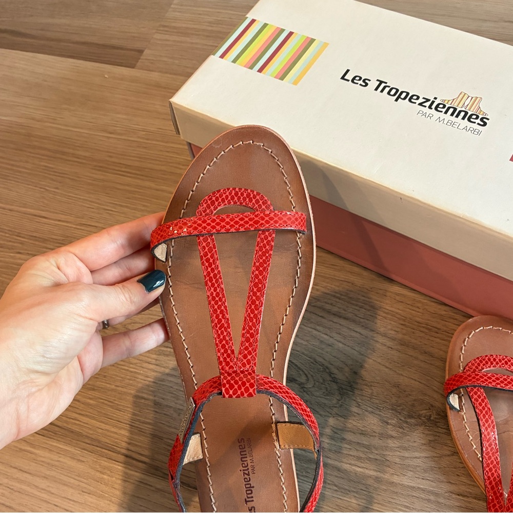 Les Tropeziennes Red Snake Print Sandals - Picture 2 of 7